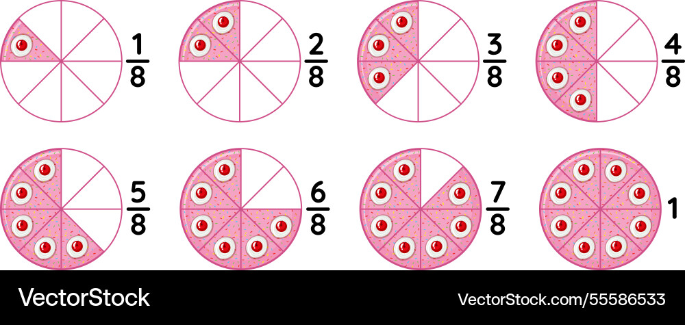 Fractions using pie charts Fractions using pie charts vector image