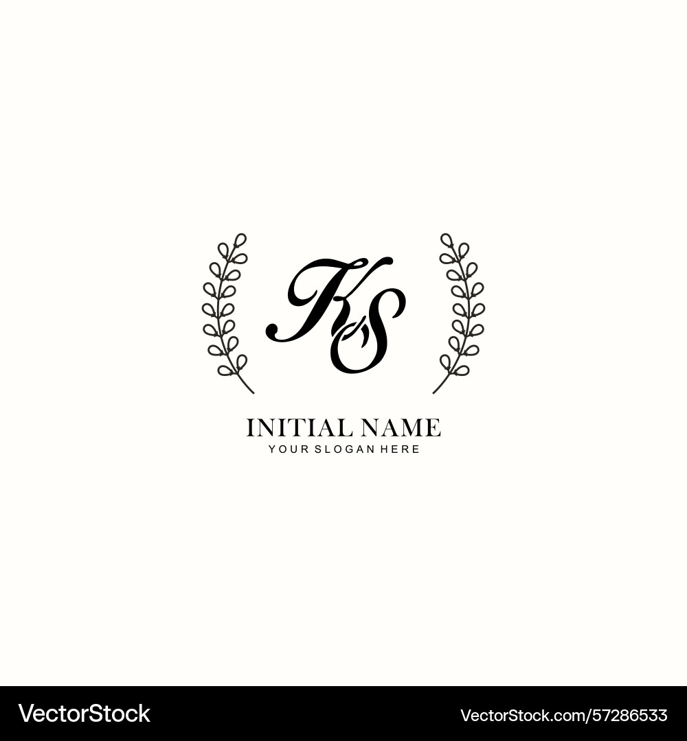 Ks initial logo templates with botanical elements Vector Image