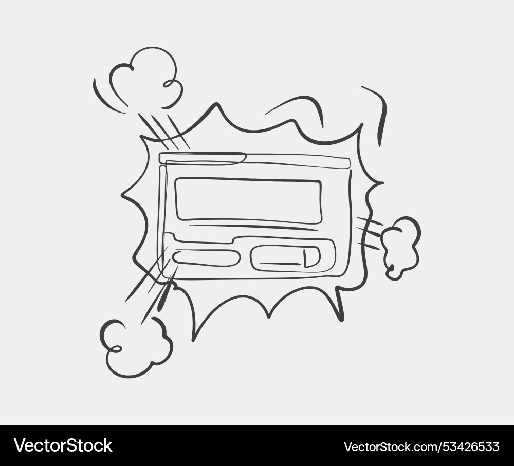 Line drawing of pager with explosion effect Line drawing of pager with explosion effect vector image