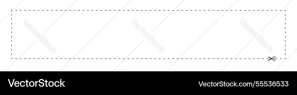 Scissors on dashed line rectangle shape dash Scissors on dashed line rectangle shape dash vector image
