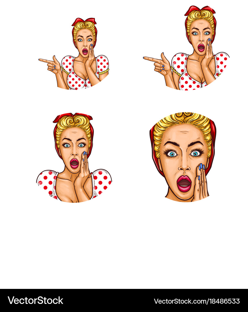 Set of pop art round avatar icons for users vector image