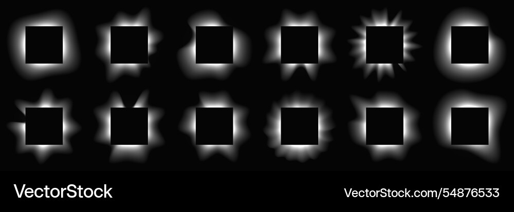 Set of square illuminate light frames Set of square illuminate light frames vector image