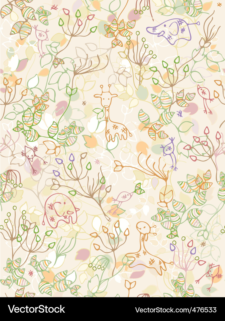 Whimsical Animal Pattern Vector Image
