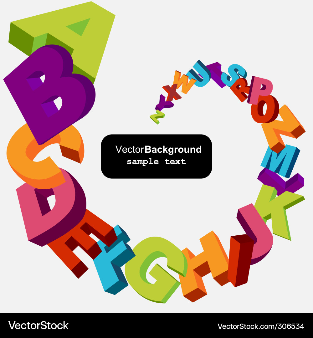 3D Colorful Alphabet Background vector image
