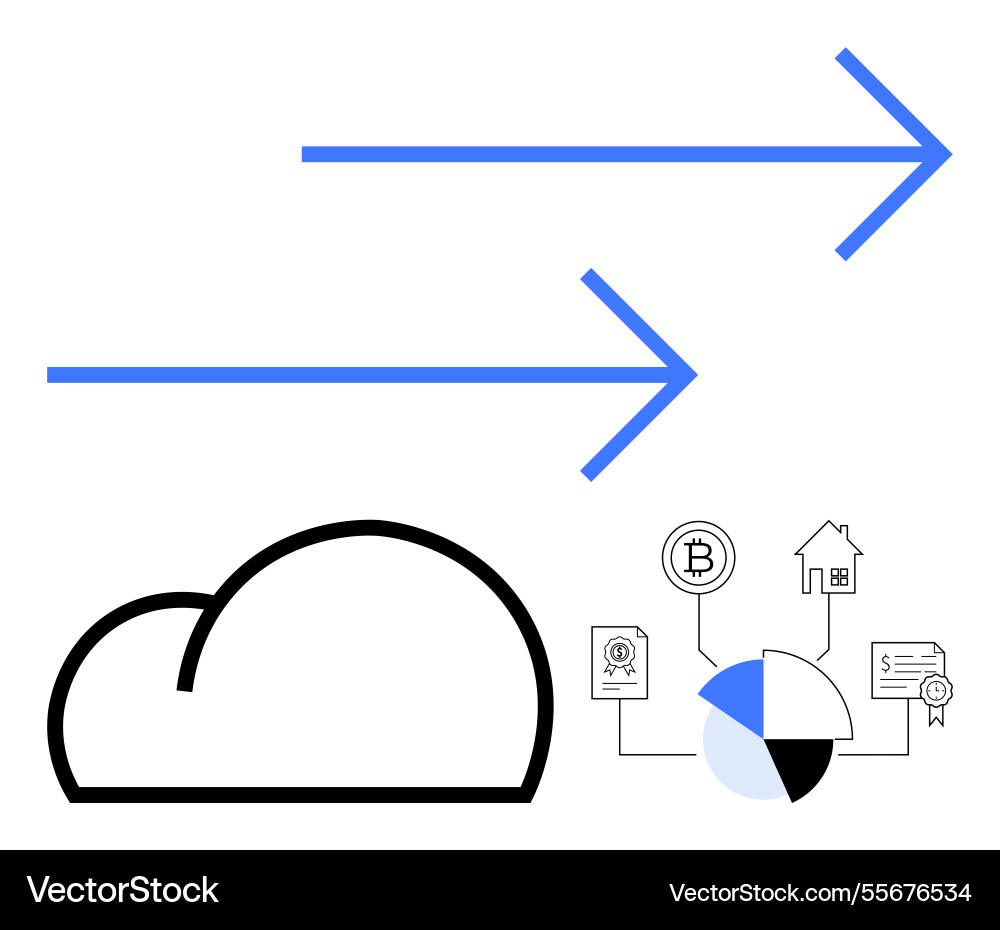 Cloud backup and data transfer with digital asset Cloud backup and data transfer with digital asset vector image
