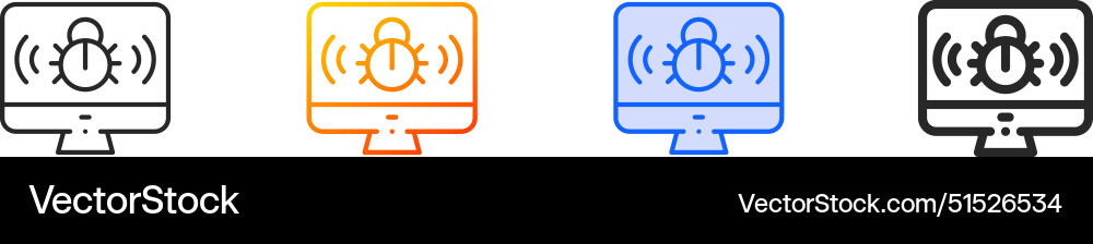 Computer bug iconthin linear gradient blue stroke Computer bug iconthin linear gradient blue stroke vector image