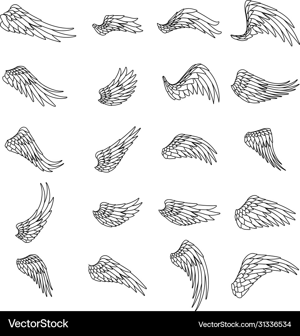 Lineart isolierte Flügel Vogel Tier Engel fliegen Lineart isolierte Flügel Vogel Tier Engel fliegen vektorbild