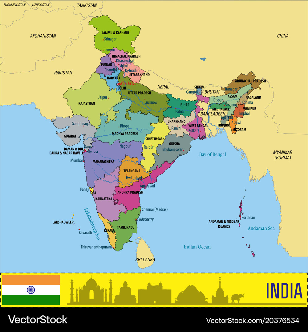 Political Map Of India Royalty Free Vector Image political-map-of-india-royalty-free-vector-image
