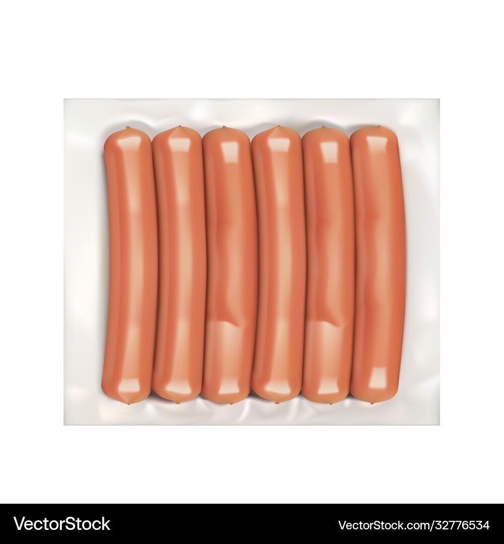 Realistische Vakuumpackung der frischen Wurst Realistische Vakuumpackung der frischen Wurst vektorbild