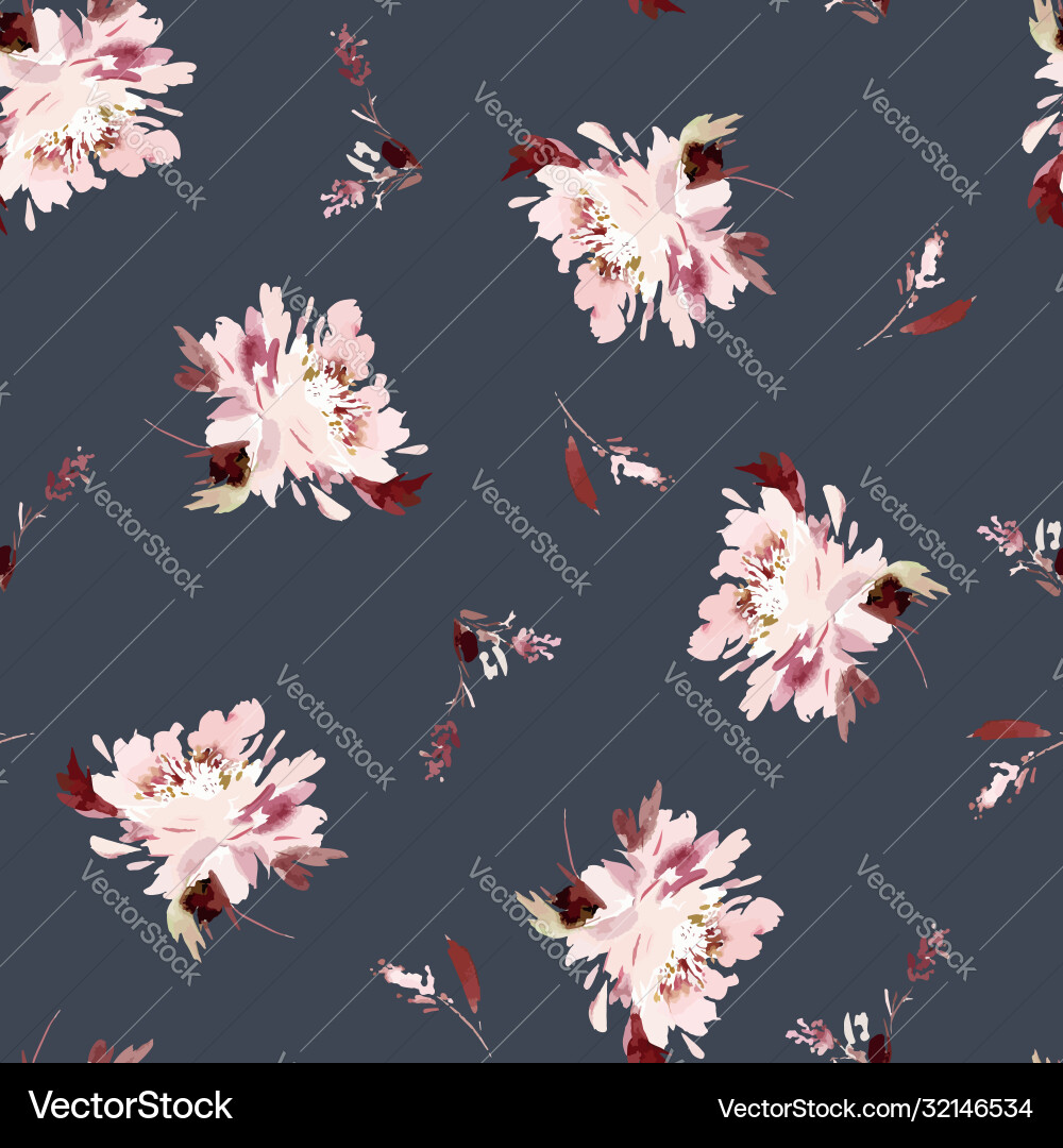 Seamless watercolor pattern with peonies Seamless watercolor pattern with peonies vector image