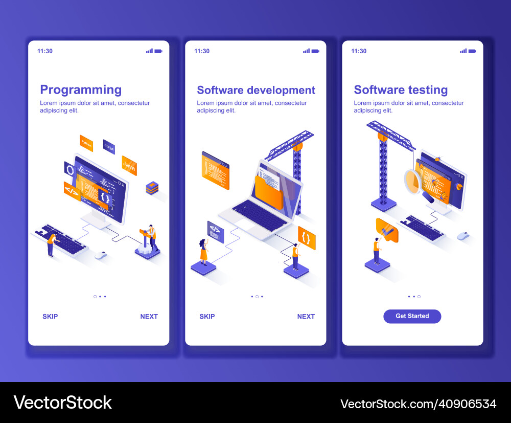 Software development isometric gui design kit Software development isometric gui design kit vector image
