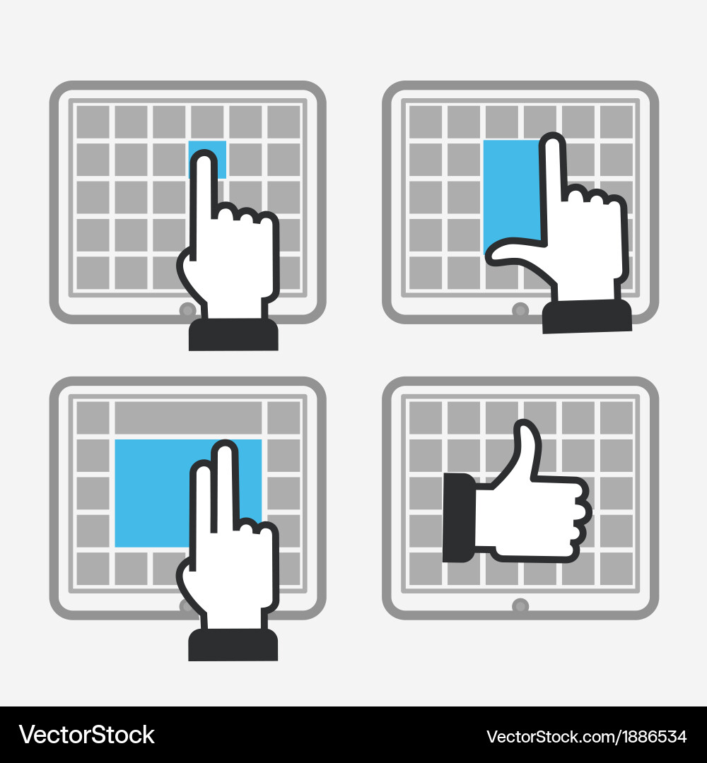 Tablet UI Interface with Gestures vector image