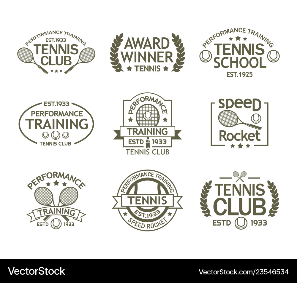 Tennis Club & Sport Awards Set Vector Image