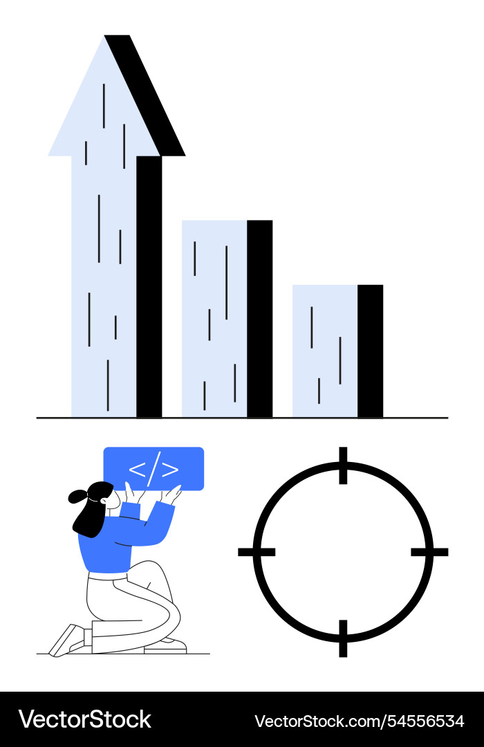 Wachstumsdiagramm mit steigendem Bargraph Programmierer Wachstumsdiagramm mit steigendem Bargraph Programmierer vektorbild