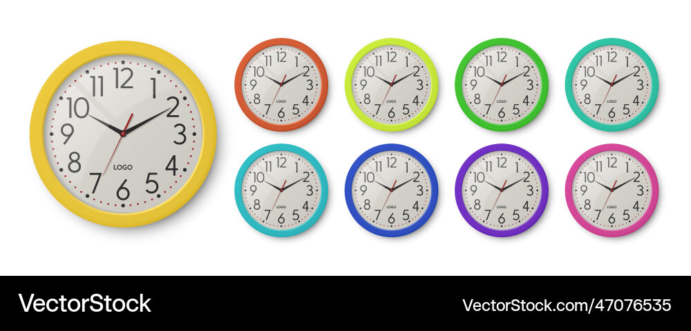 3d realistic round different color clock 3d realistic round different color clock vector image