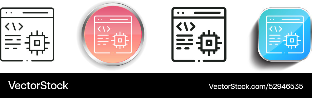 Coding icon thin linear regular and button style Coding icon thin linear regular and button style Vector Image