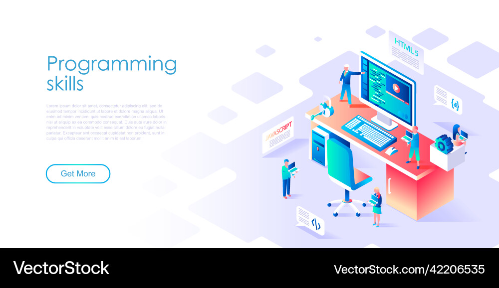 Flat design isometric concept of programming Flat design isometric concept of programming vector image