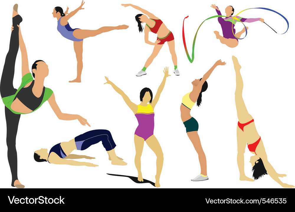 Gymnast Performing Routine Vektorbild