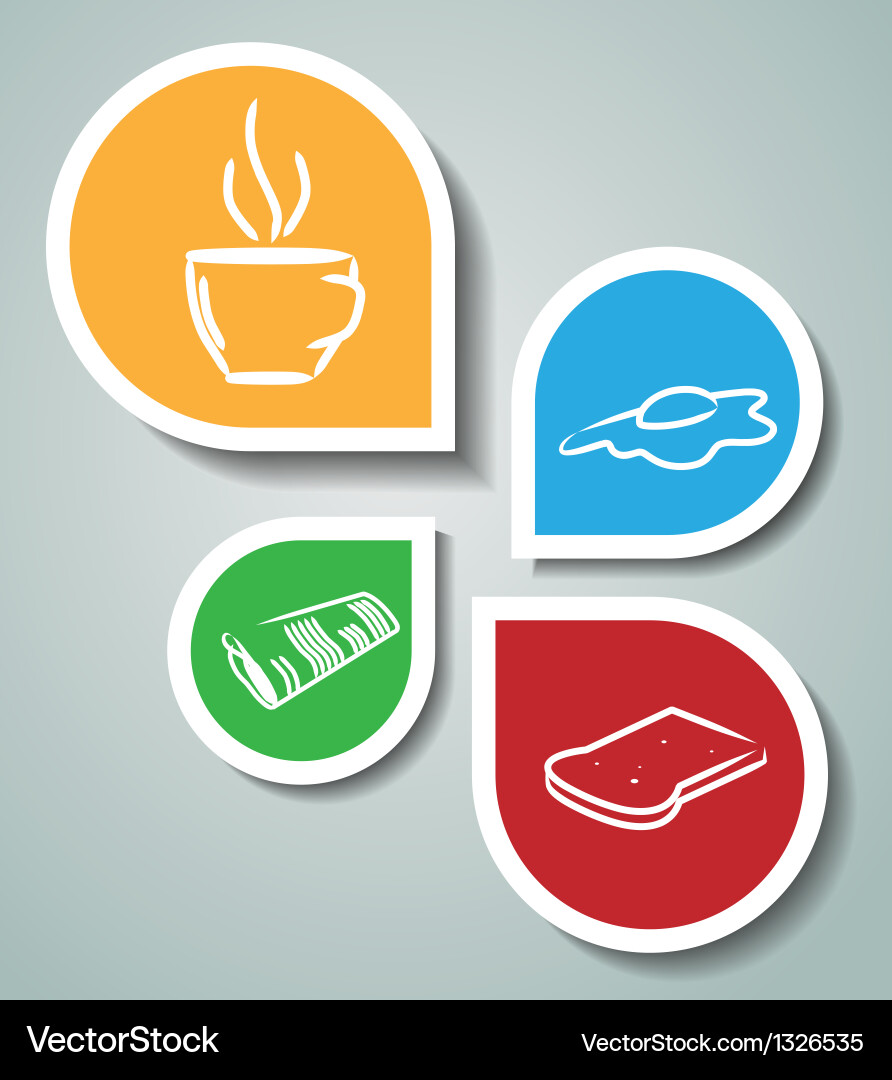 Morning Breakfast Stickers Vector Image