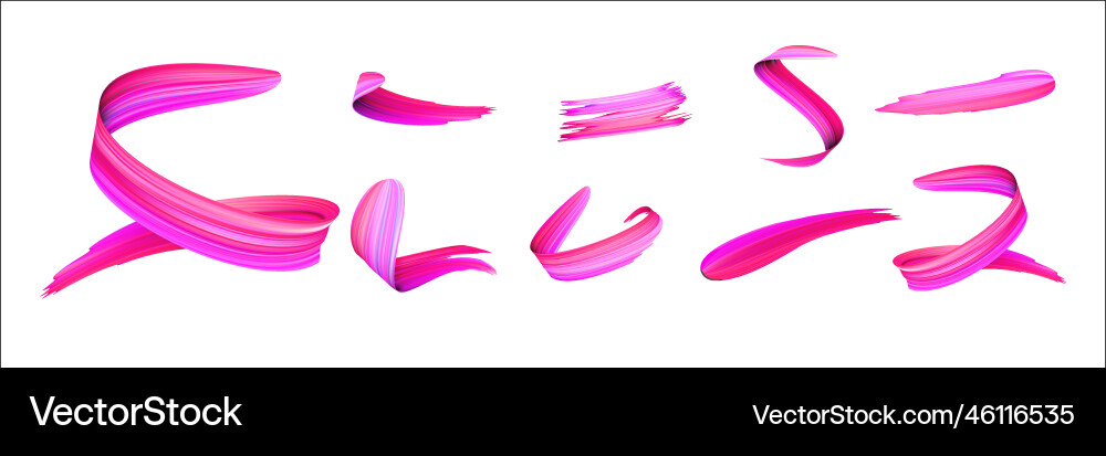 Pink Paint Brush Strokes - Spiral Waves Vector Image