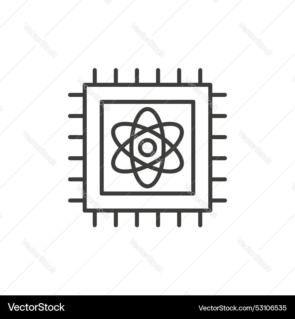 Quantum computing line icon isolated on white Quantum computing line icon isolated on white vector image