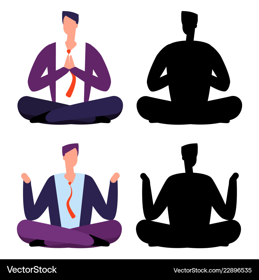 Relax Meditation Cartoon Geschäftsleute zwei Männer Relax Meditation Cartoon Geschäftsleute zwei Männer vektorbild