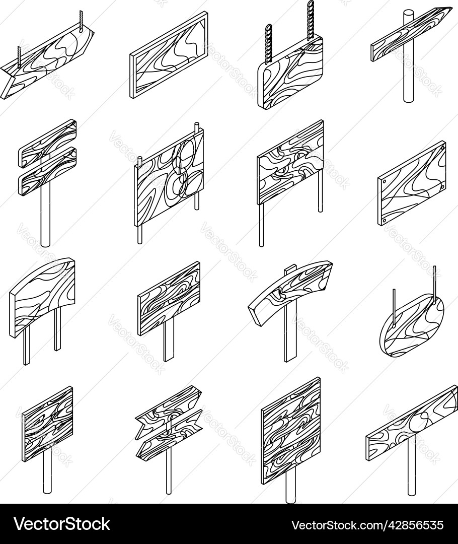 Signpost icon set outine Vector Image