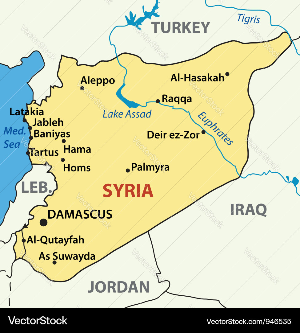Syria Map Geographic Overview Vector Image