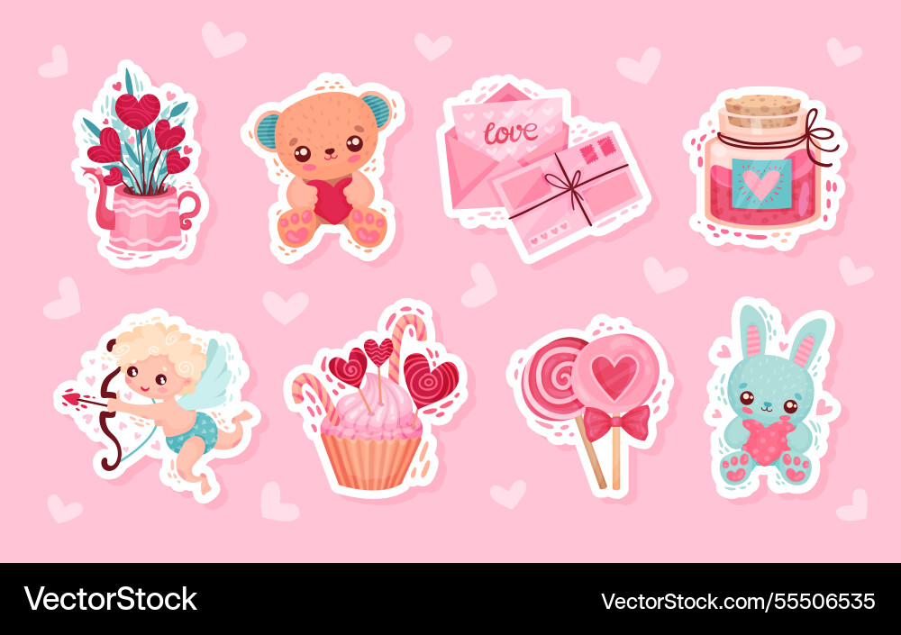 Valentines day symbol and attribute with heart Valentines day symbol and attribute with heart vector image