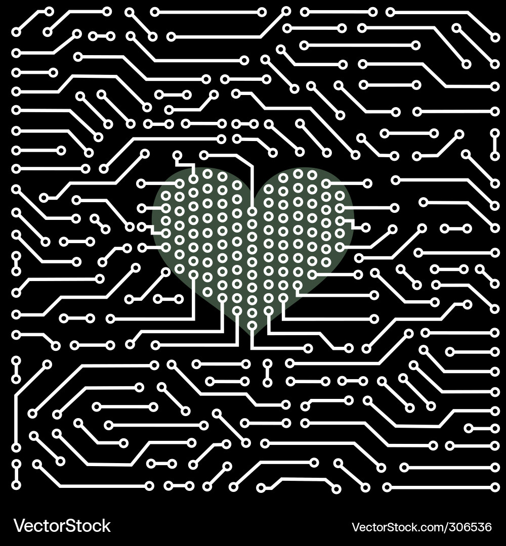 Circuit Heart - Elektronische Liebe Vektorbild