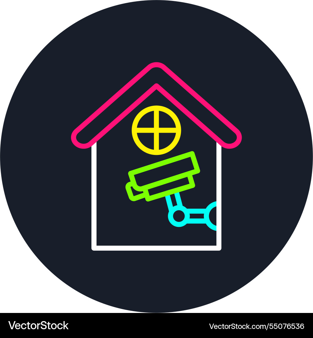Security camera line multi color icon Vector Image