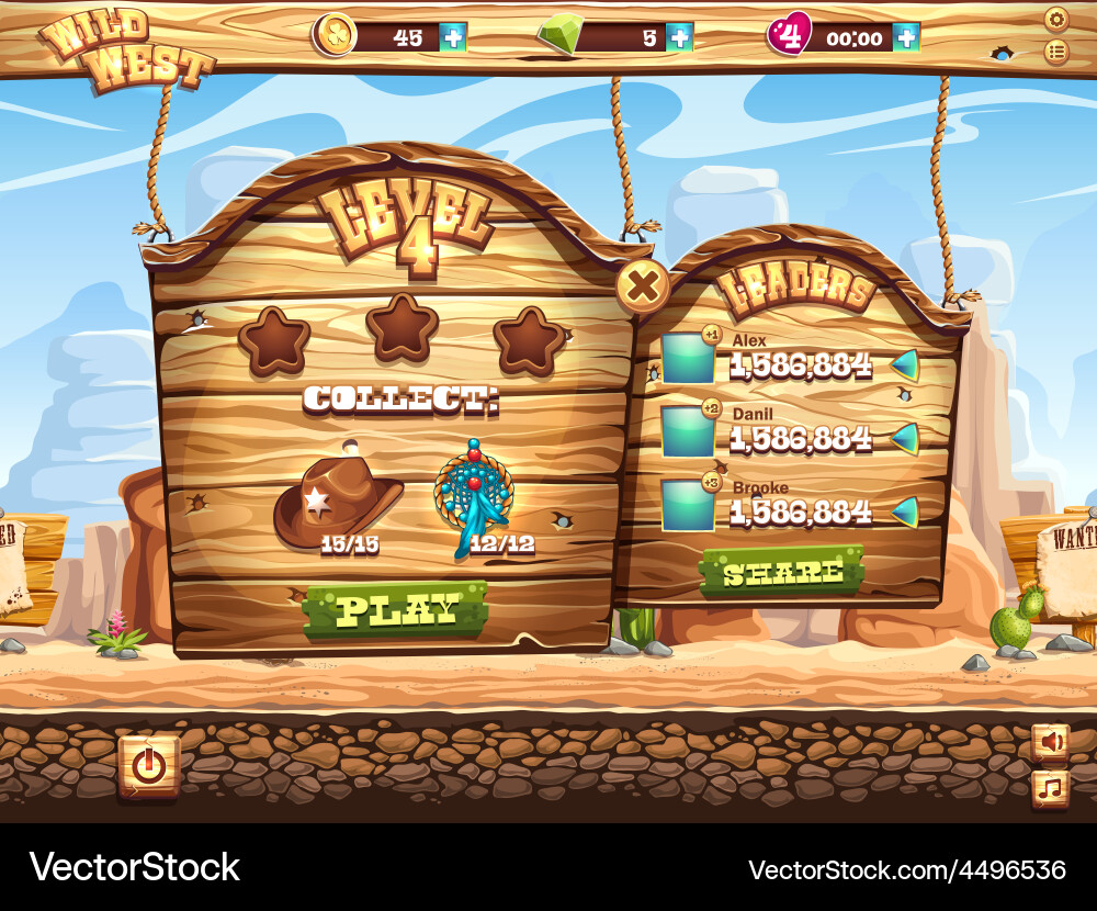 Wild West Game Task Level Display vector image