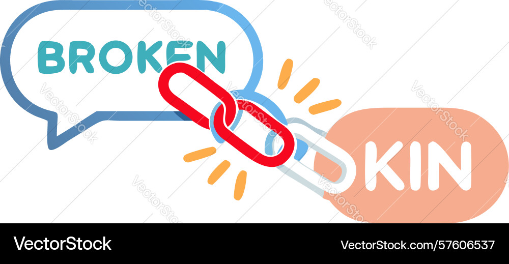 Broken link message for system errors Vector Image