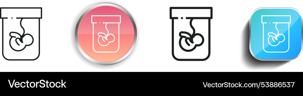 Fetus icon thin linear regular and button style vector image