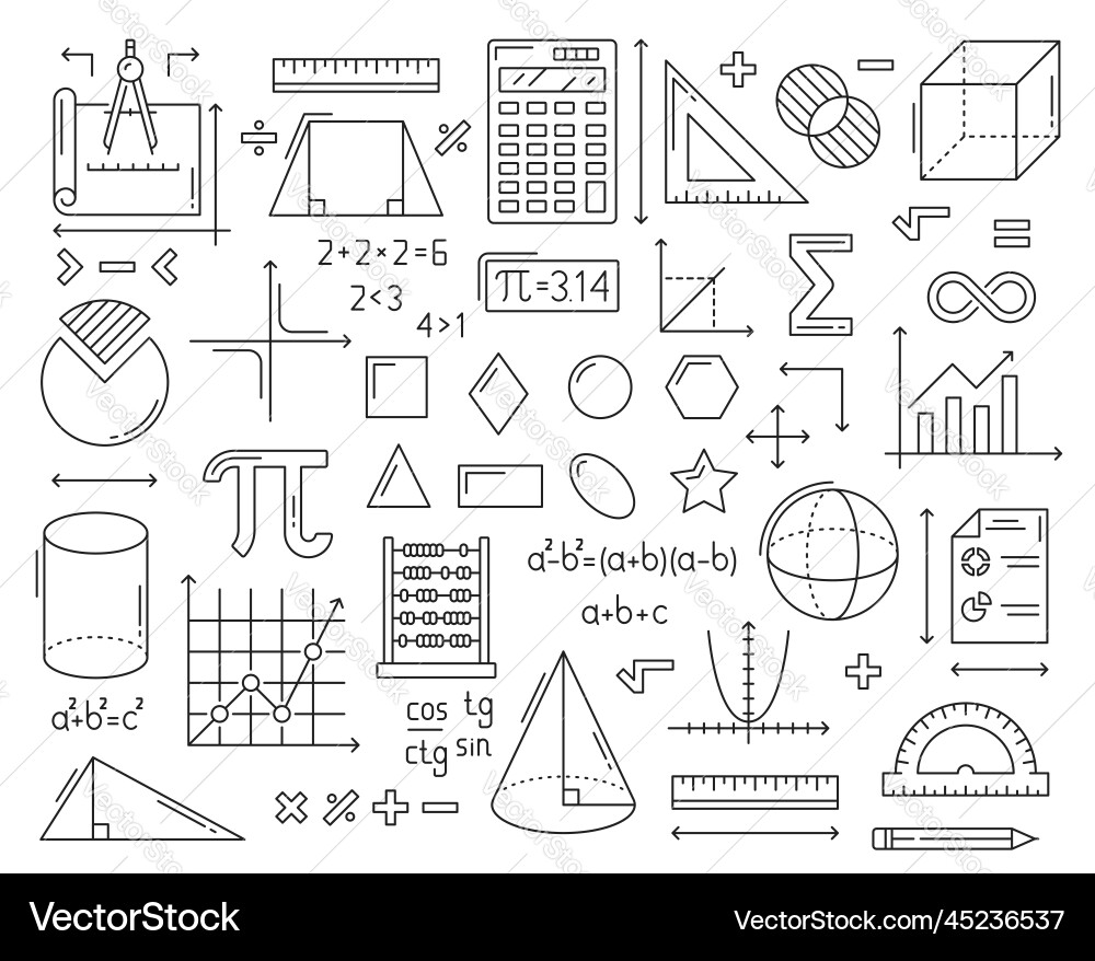 Mathematics Icons - Geometry & Formulas vector image