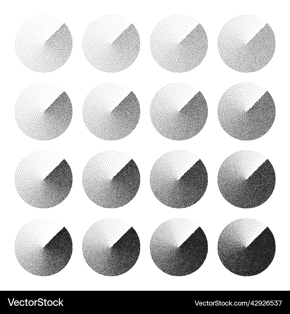 Round shaped dotted objects stipple elements Round shaped dotted objects stipple elements vector image