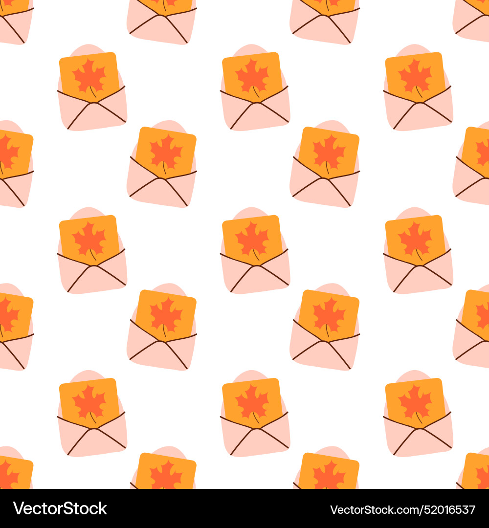 Seamless pattern envelope with maple leaf autumn Vector Image