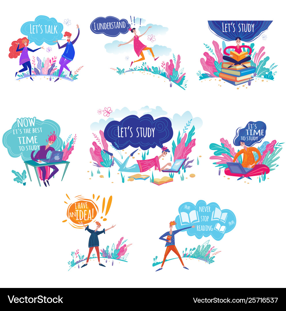 Set learning process vector image