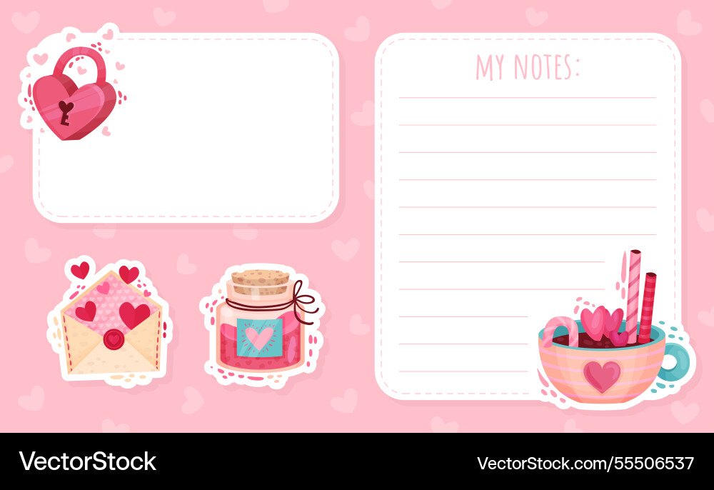 Valentines day empty note card with symbol Vector Image
