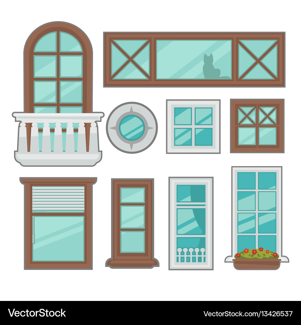 Windows collection of various types Windows collection of various types vector image