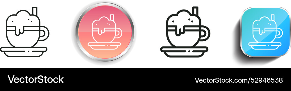 Coffee icon thin linear regular and button style Coffee icon thin linear regular and button style vector image
