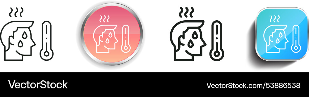 Fever icon thin linear regular and button style vector image