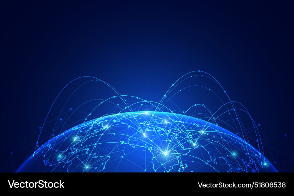 Global network connection world map point Vector Image