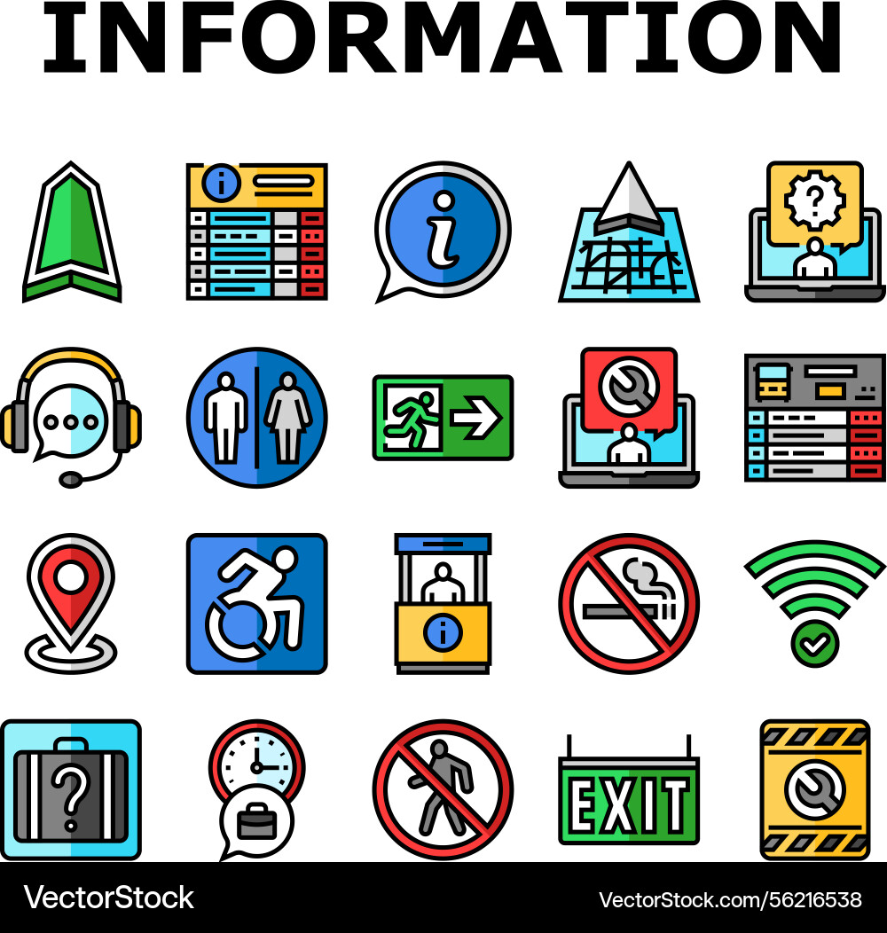 Information data knowledge icons set Information data knowledge icons set vector image