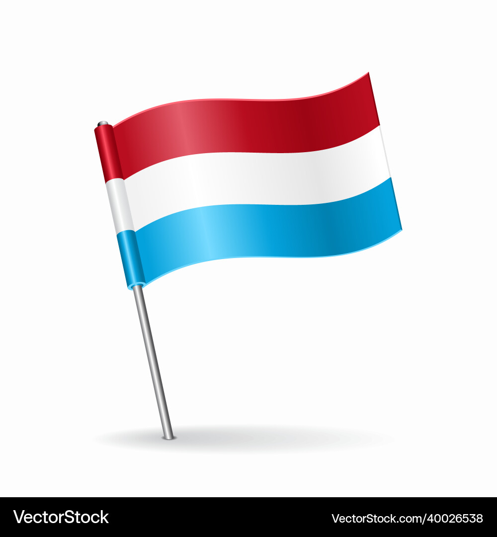 Luxembourg Flag Pointer Map Vector Image