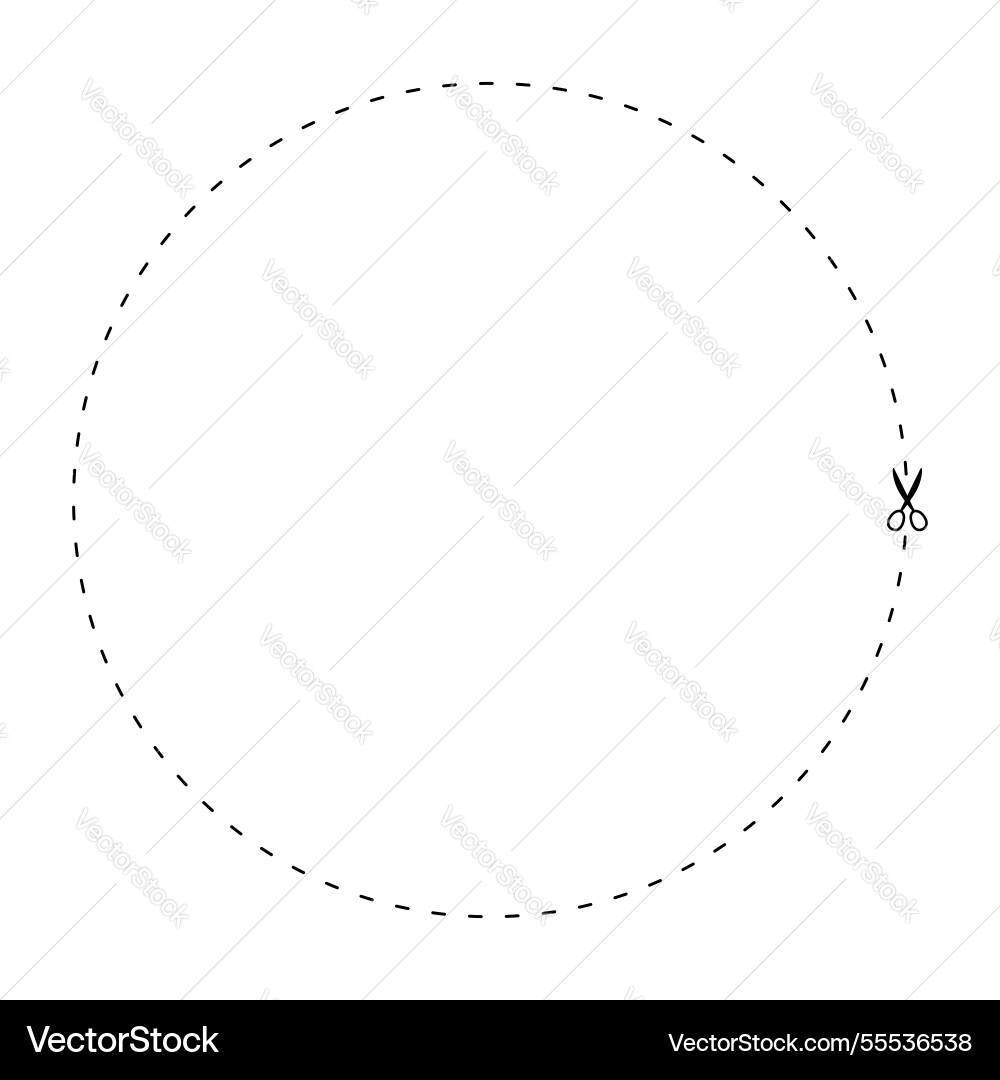 Scissors on dashed line circle shape dash Vector Image