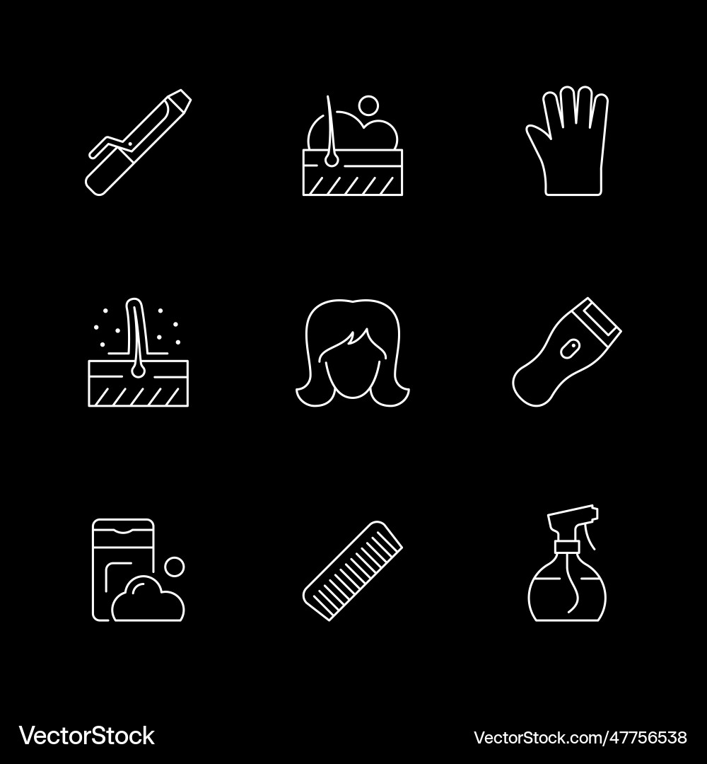 Set line icons of hair Set line icons of hair Vector Image