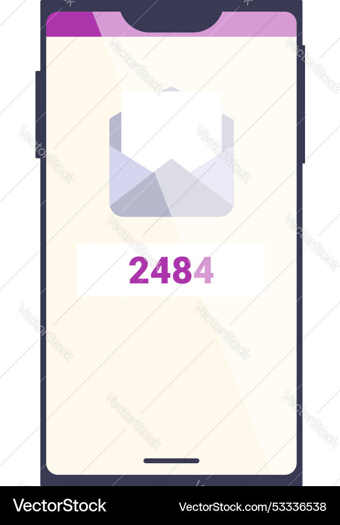 Smartphone is displaying a notification of 2484 Smartphone is displaying a notification of 2484 vector image