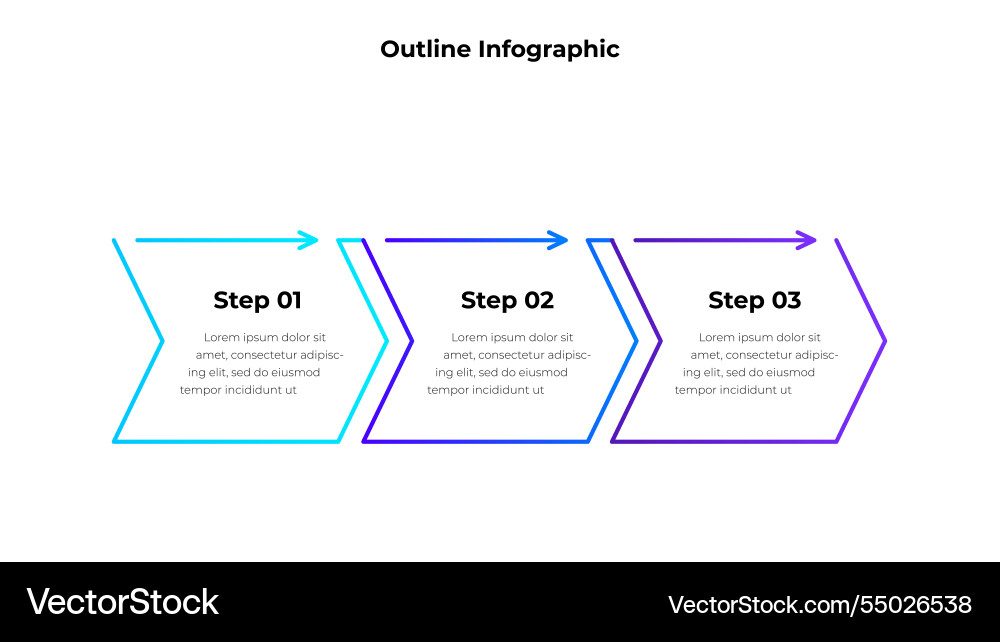Three horizontal line arrows with text concept Three horizontal line arrows with text concept vector image