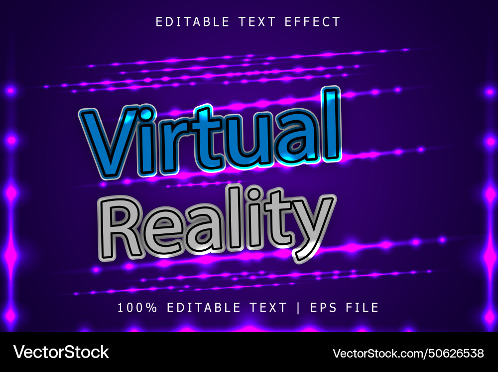Virtual reality editable text effect 3 dimension Virtual reality editable text effect 3 dimension Vector Image